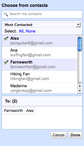 gmail contact chooser google labs feature