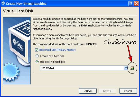 select virtual hard disk